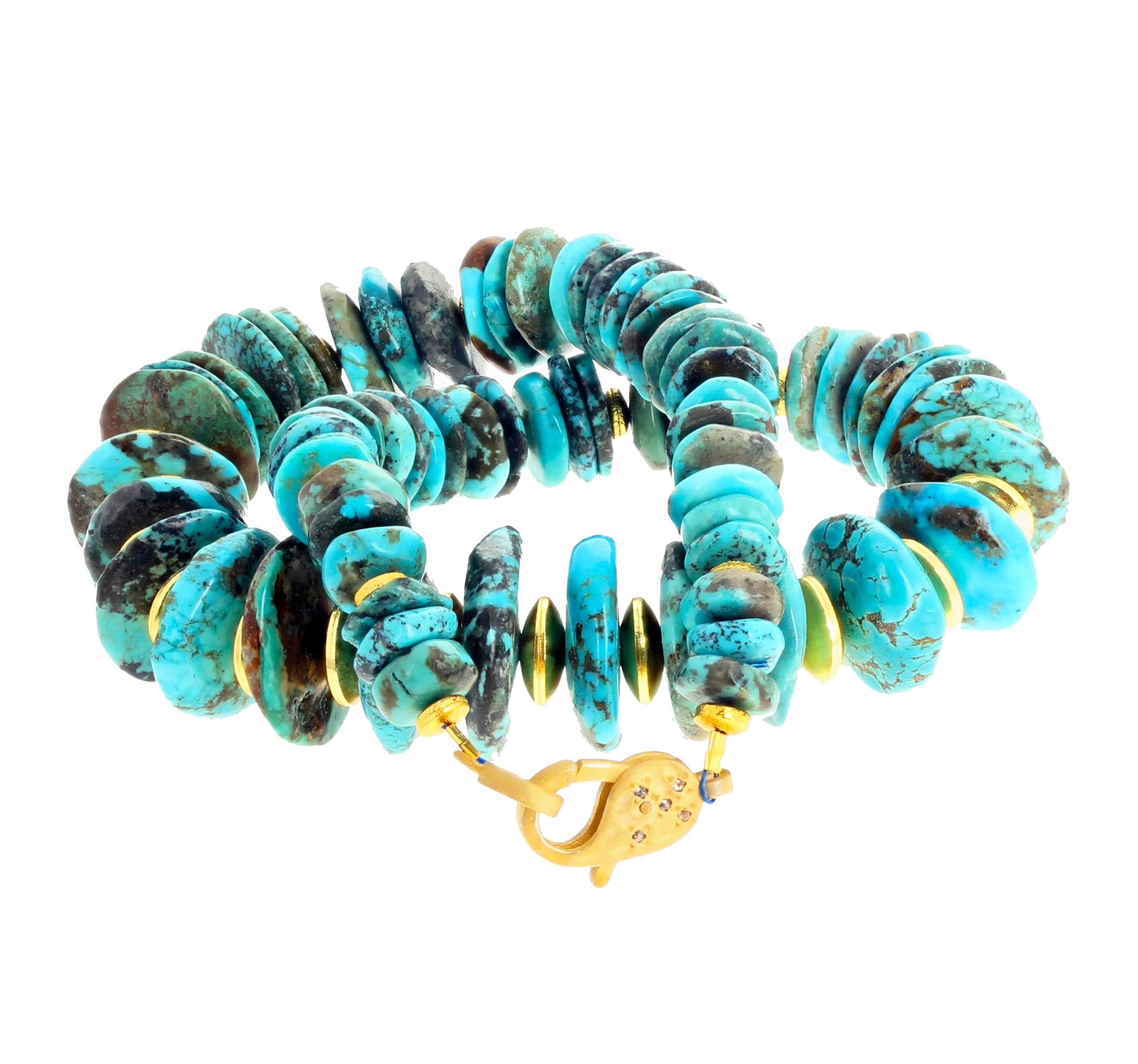 Famous Iron Mountain Turquoise and Goldy Rondels Necklace 1