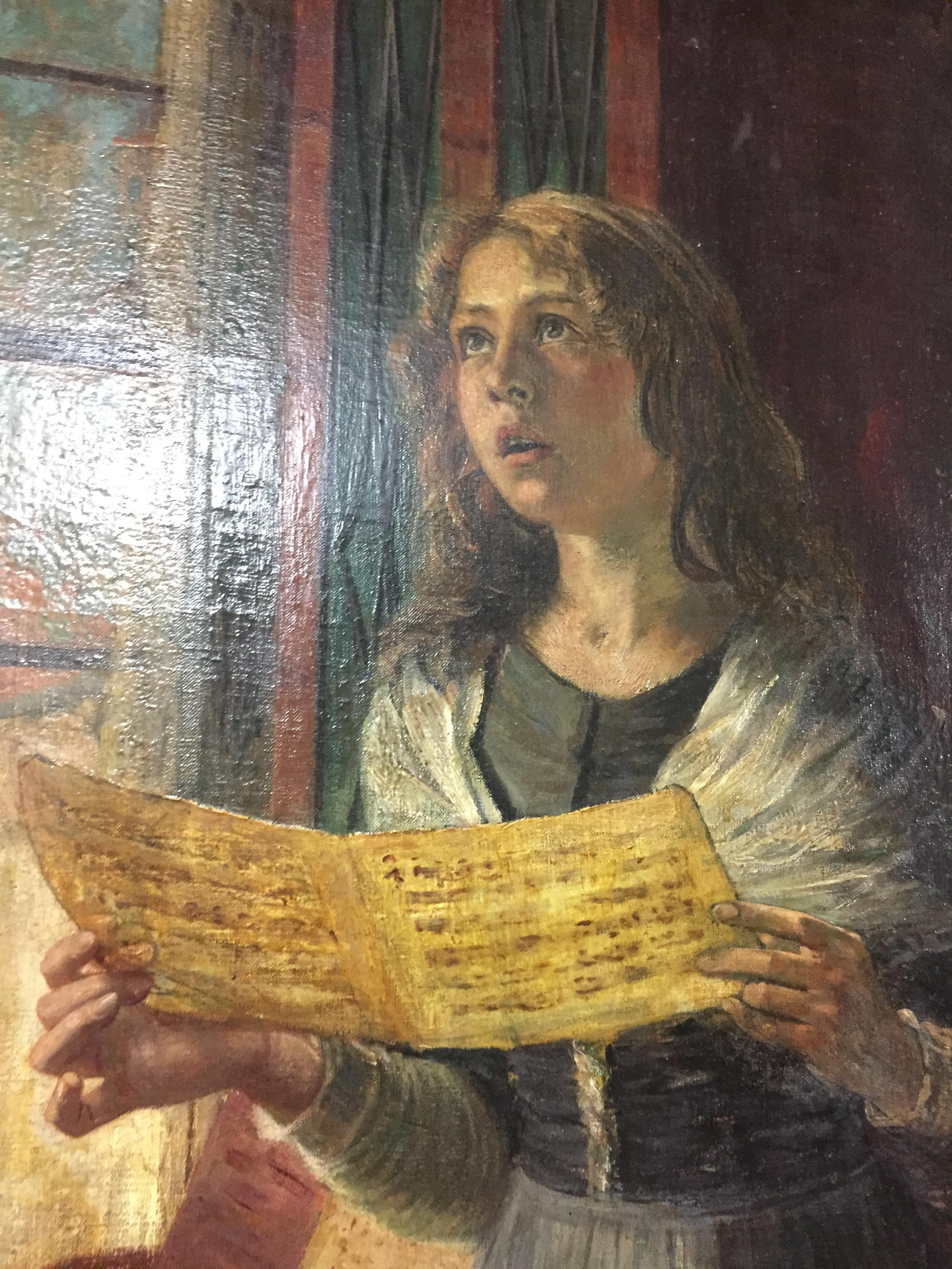 Famous Painter Walther Firle Oil on Canvas with Leaf Gold Frame In Good Condition In Berlin, DE