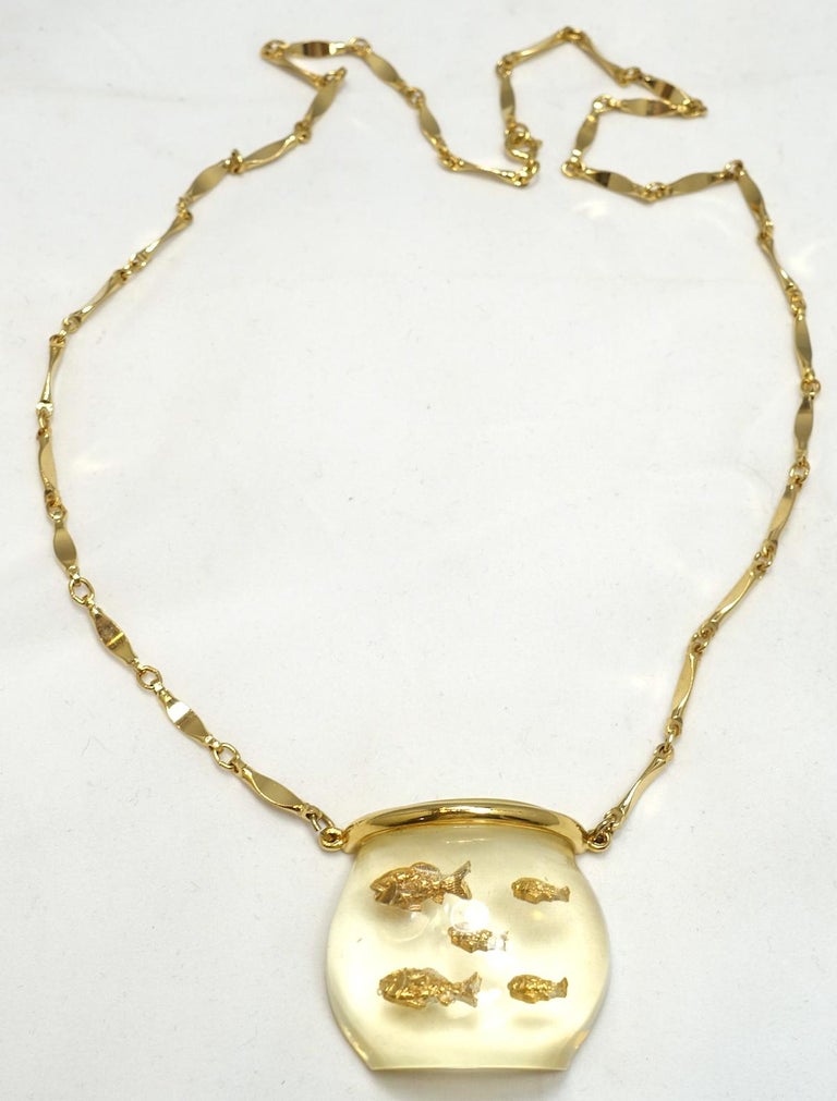 Famous Vintage Fish Bowl Lucite Pendant Necklace at 1stDibs lucite