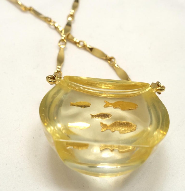 Famous Vintage Fish Bowl Lucite Pendant Necklace at 1stDibs lucite