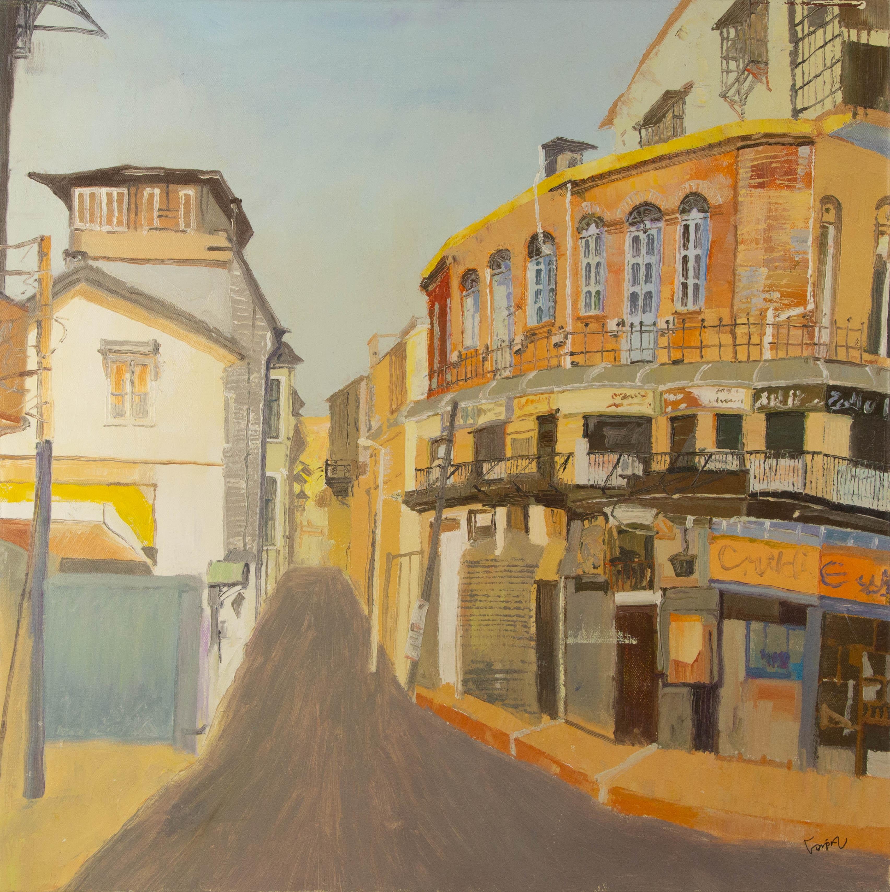  Titolo: Angolo della città vecchia
 Medium: Olio su tela
 Dimensioni: 27,25 x 27,25 pollici
 Cornice: Possibilità di incorniciatura!
 Condizioni: Il dipinto appare in ottime condizioni.
 
 Anno: 2000 circa
 Artista: Fan Bai
 Firma: Firmato
