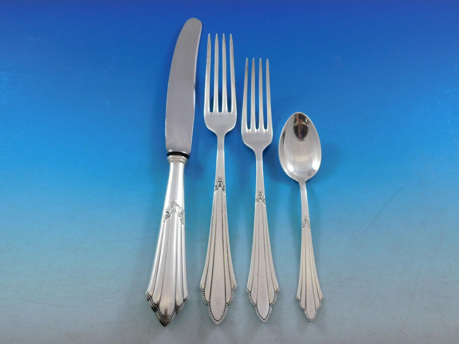 Fan by WMF Sterling Silver German flatware set - 62 pieces. This set includes:

8 dinner knives, 9 1/2