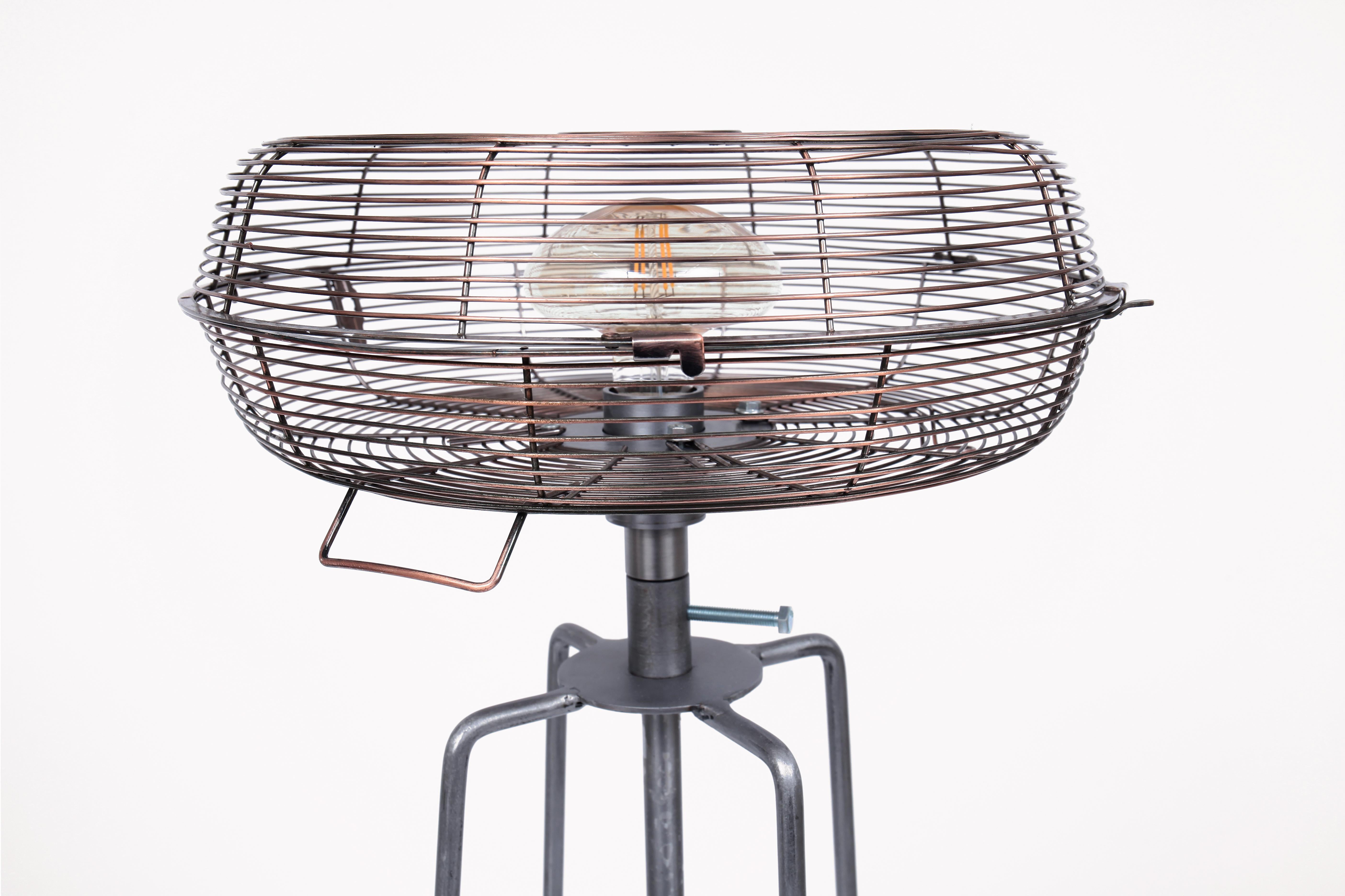 Spanish Floor Lamp Metal Grey Upcycled Fan by Marta Torrent For Sale