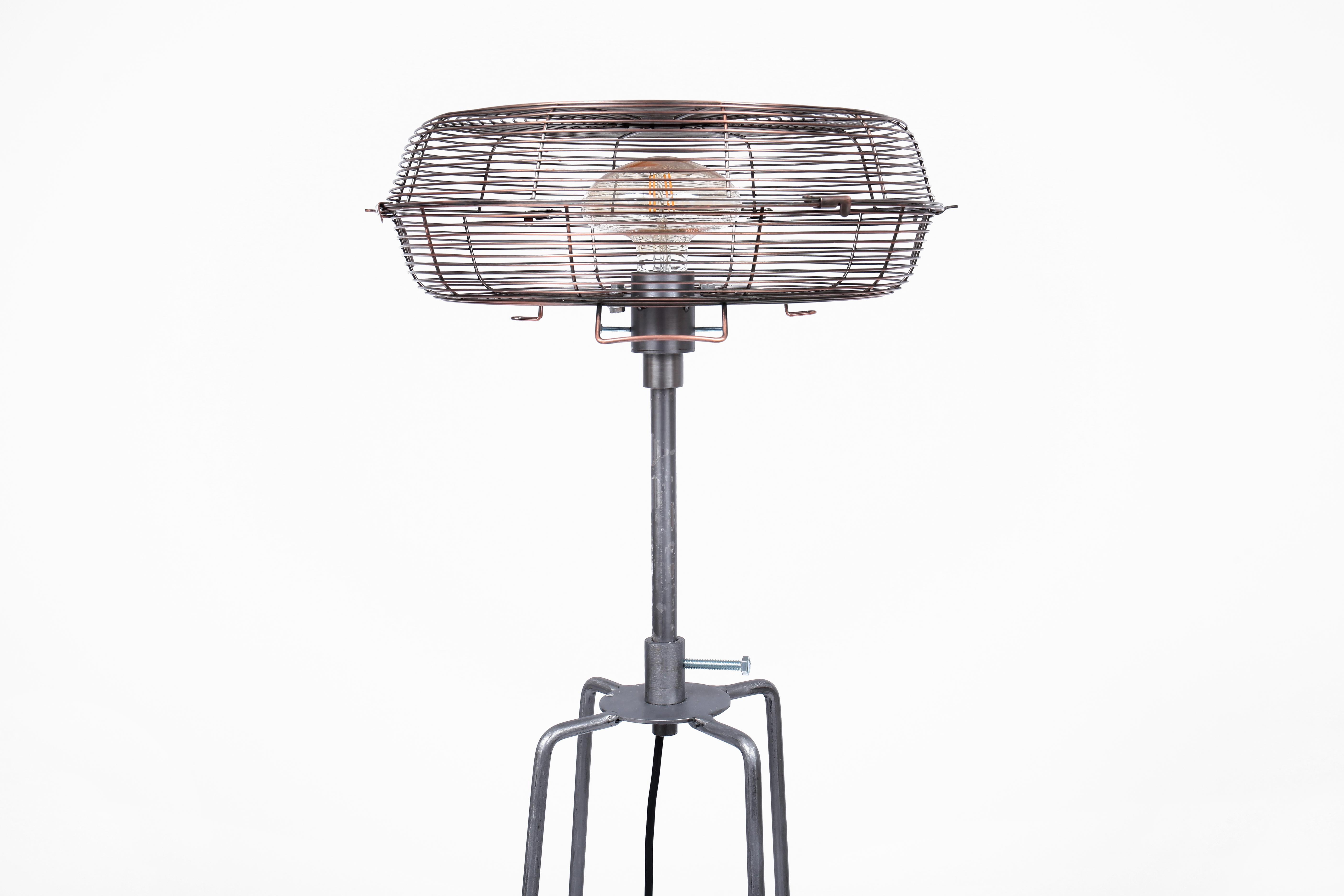 Metalwork Floor Lamp Metal Grey Upcycled Fan by Marta Torrent For Sale