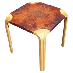 Fan Leg Side Table, Model X601, in Birch and Leather by Alvar Aalto for Artek