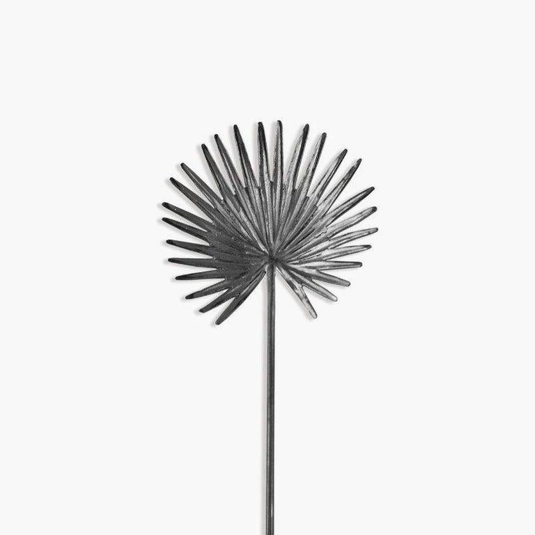 Men's Fan Palm Leaf Pin with Matte Rhodium Finish For Sale