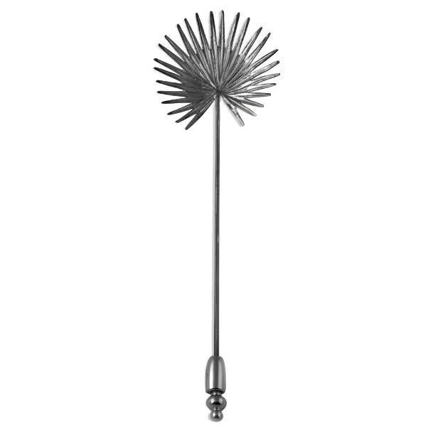 Fan Palm Leaf Pin with Matte Rhodium Finish For Sale