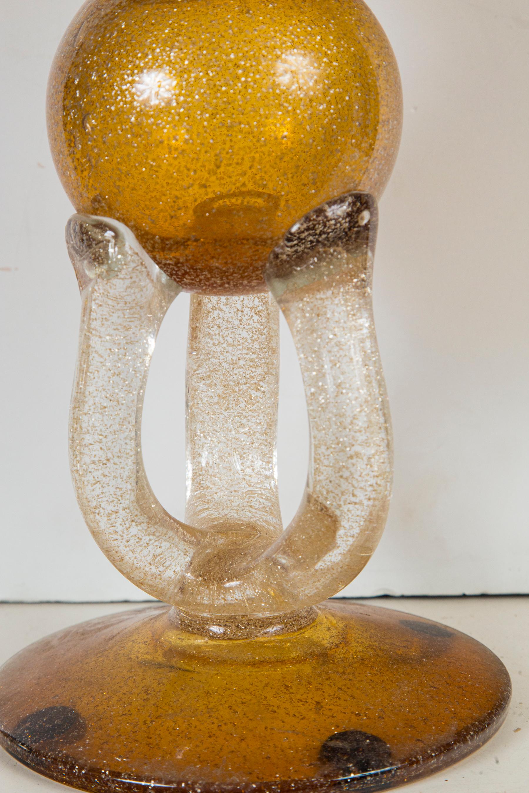 20th Century Fan Shaped Tall Glass Vase For Sale