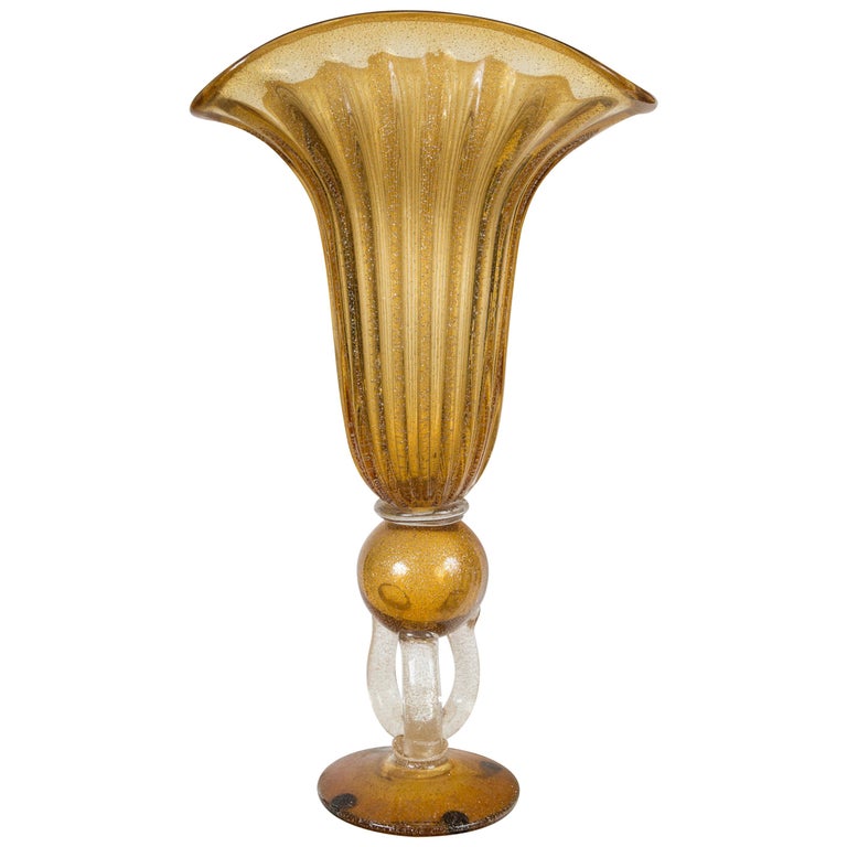 Fan Shaped Tall Glass Vase For Sale at 1stDibs