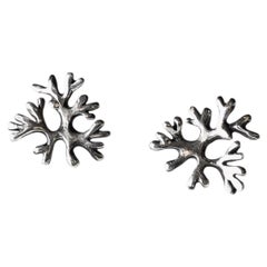 Fan Stud Earrings in Sterling Silver by Kirsten Muenster Jewelry