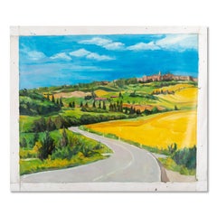 Fan Wang Landscape Original Oil On Canvas "The Road"
