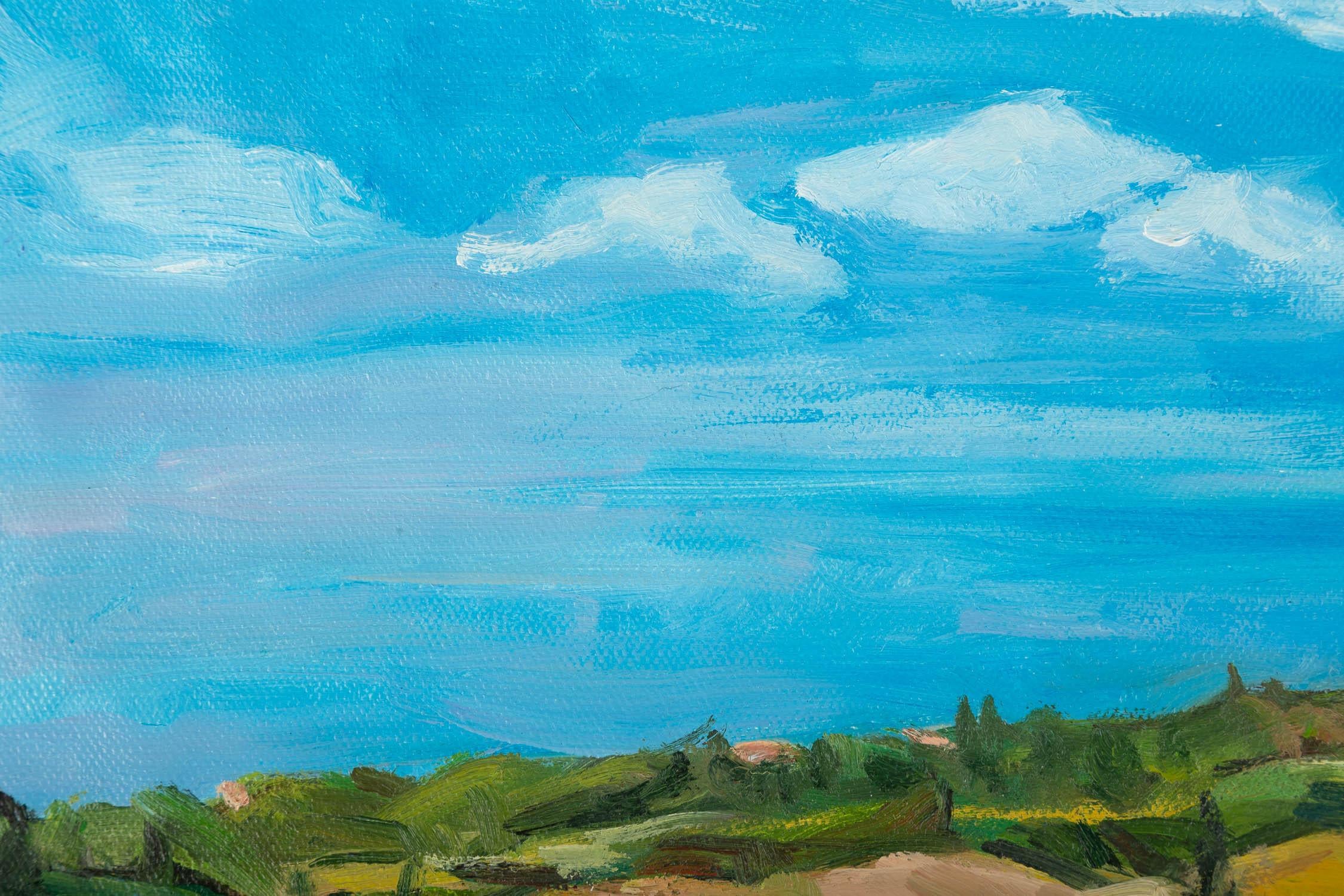 Fan Wang Landschaft, Original, Ölgemälde auf Leinwand, „Die Straße“ im Angebot 2