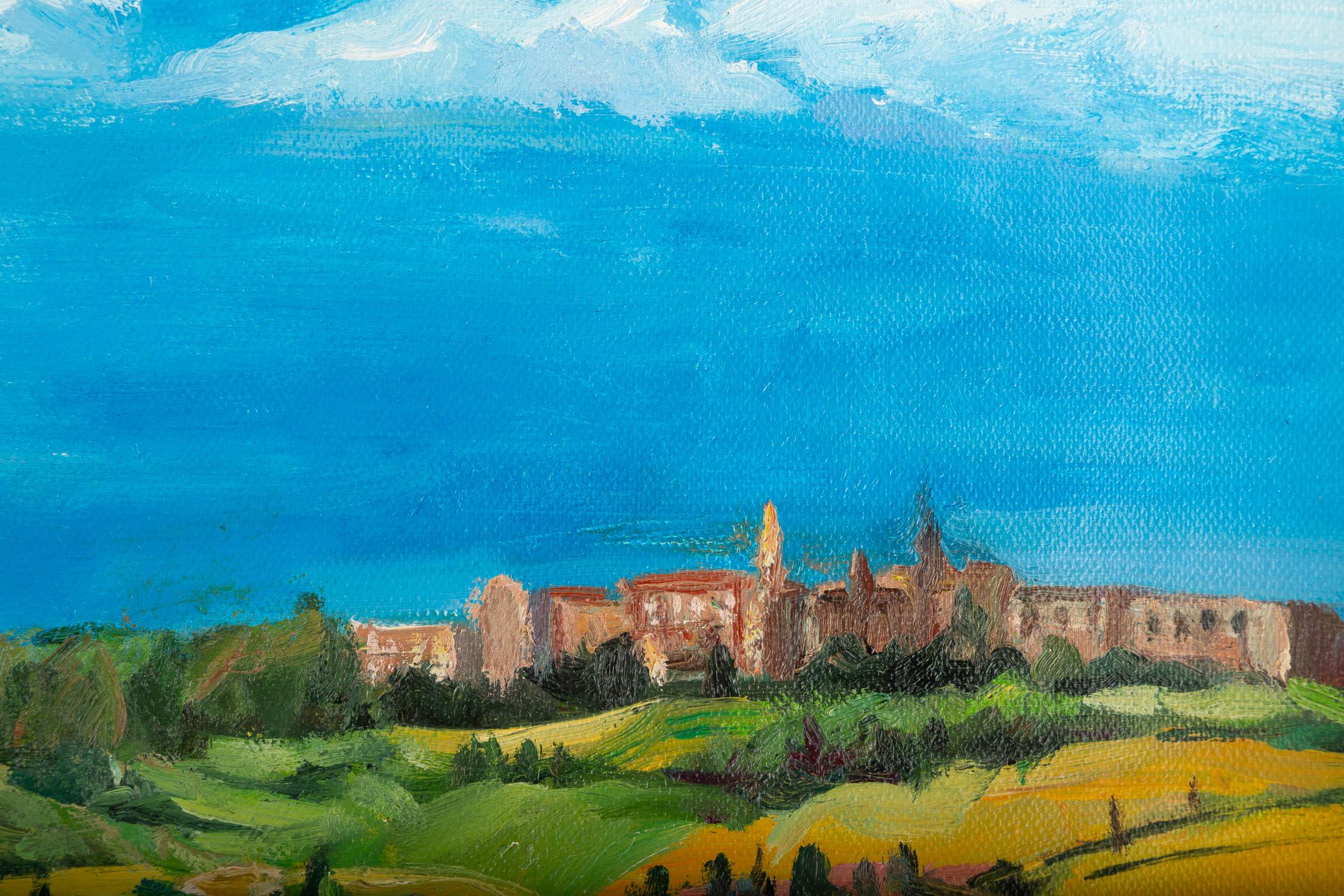 Fan Wang Landschaft, Original, Ölgemälde auf Leinwand, „Die Straße“ im Angebot 3