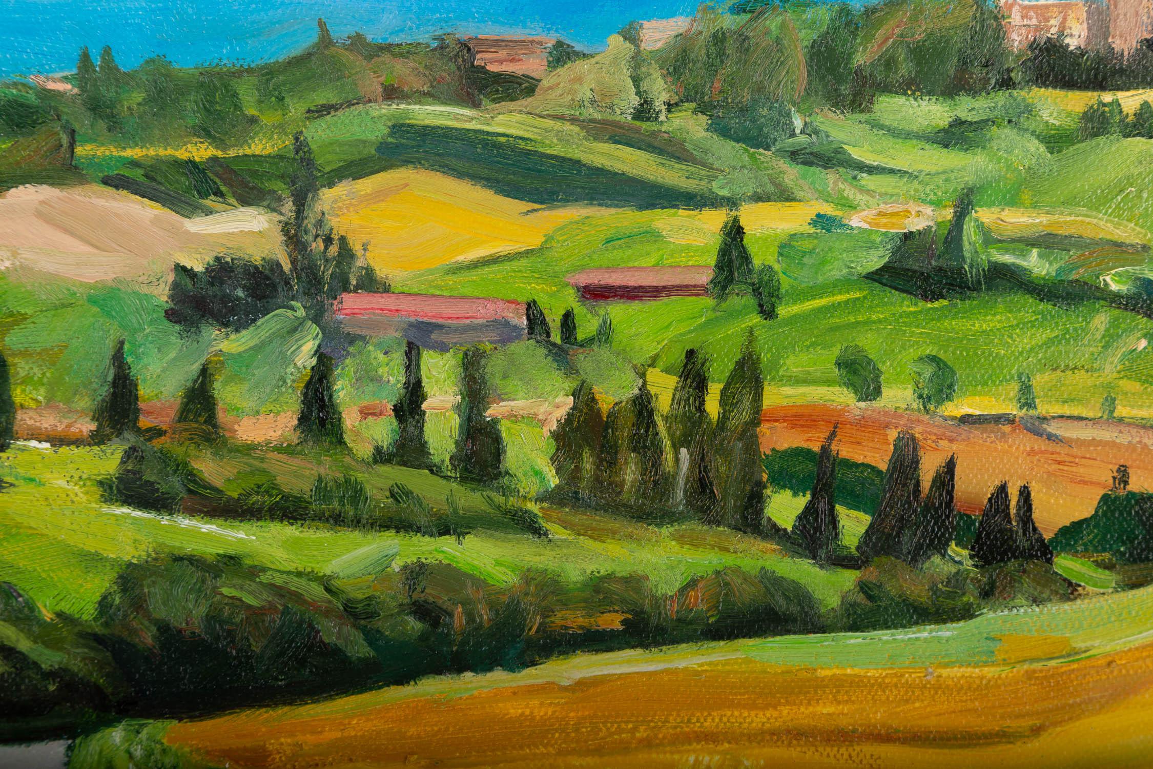 Fan Wang Landschaft, Original, Ölgemälde auf Leinwand, „Die Straße“ im Angebot 4