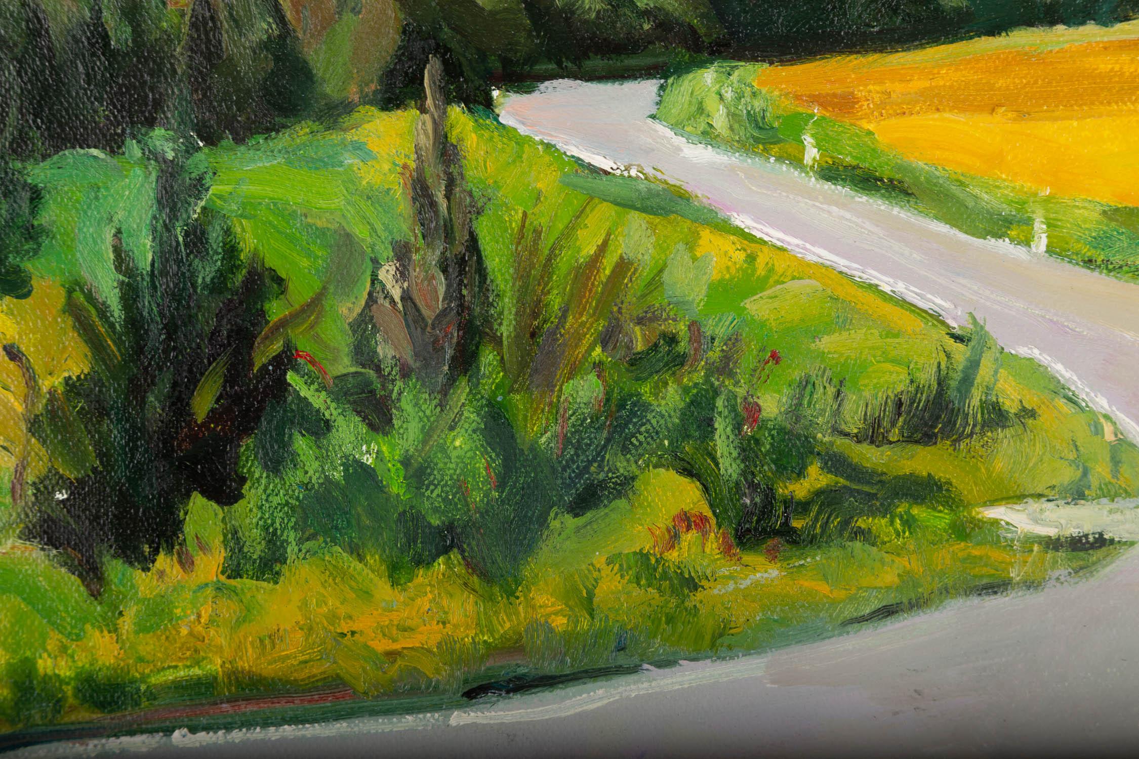 Fan Wang Landschaft, Original, Ölgemälde auf Leinwand, „Die Straße“ im Angebot 5