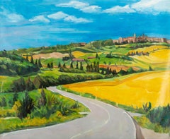 Fan Wang Landscape Original Oil On Canvas "The Road"
