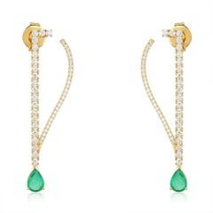 Fan Wing 14K (or 18k upon request) Yellow Gold Sapphire Diamond Earrings