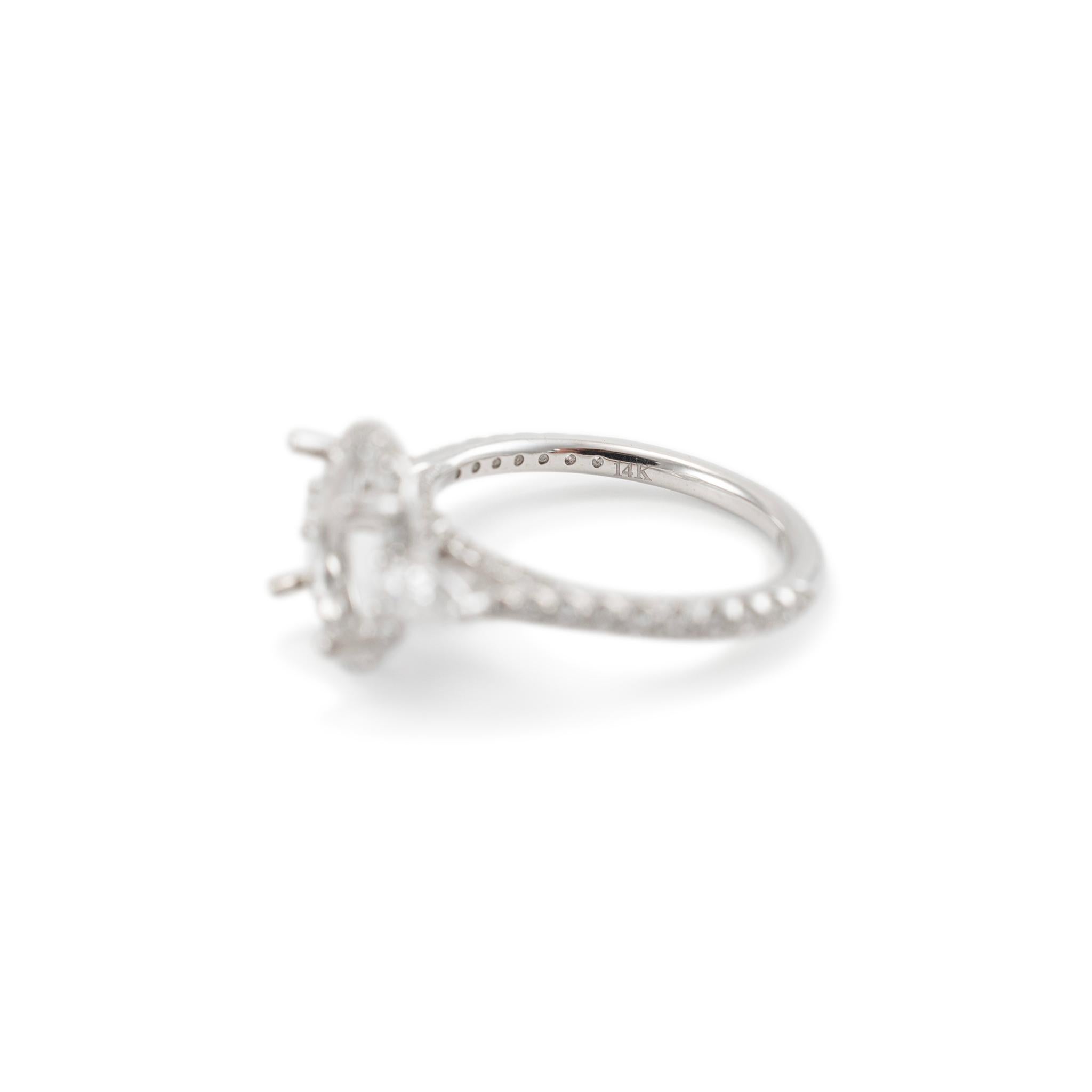 Women's Fana Ladies 14K White Gold Halo Accented Diamond Oval Semi Mount Engagement Ring