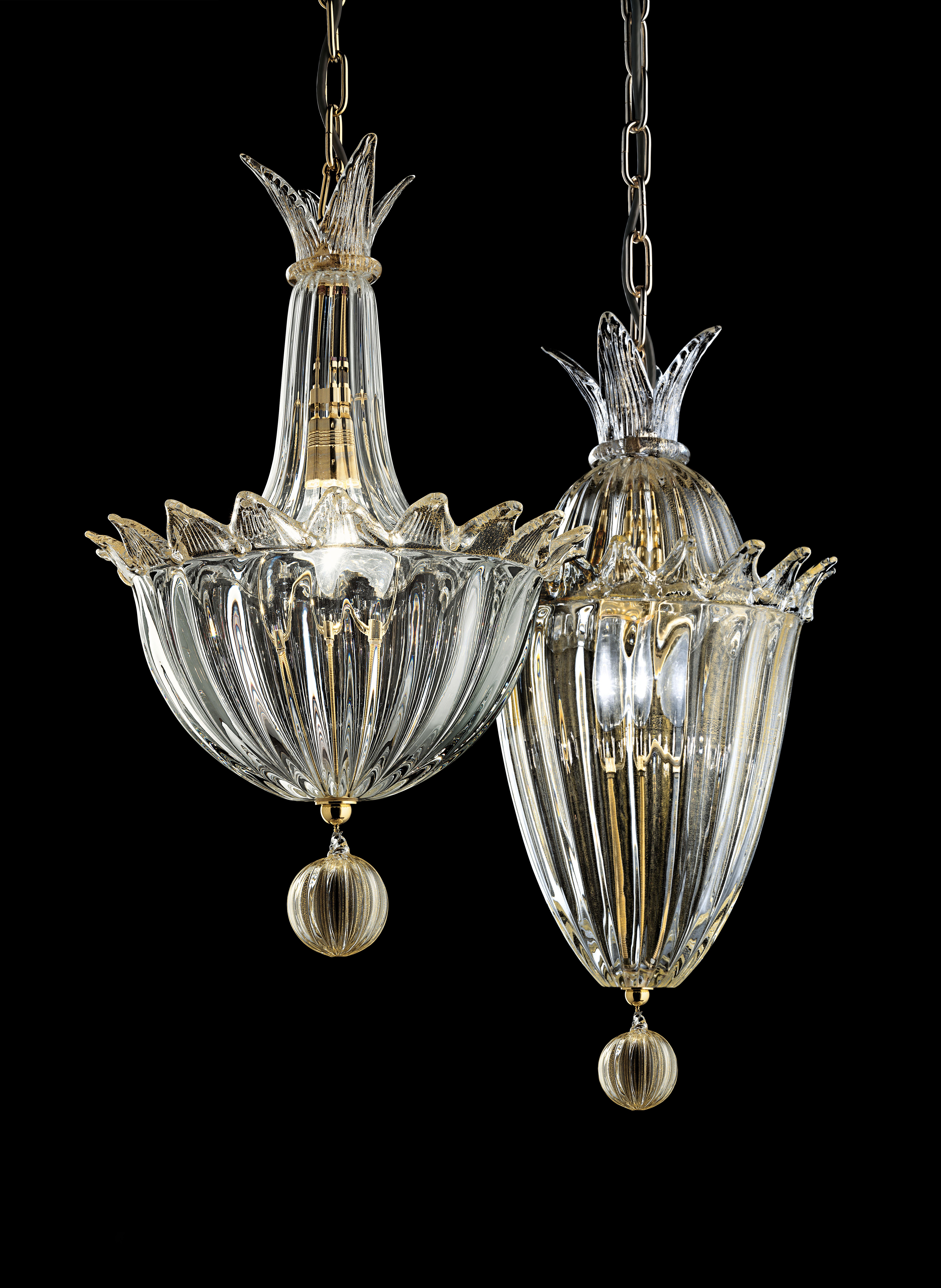Modern Fanali Veneziani 4430 Suspension Lamp in Glass, by Barovier&Toso