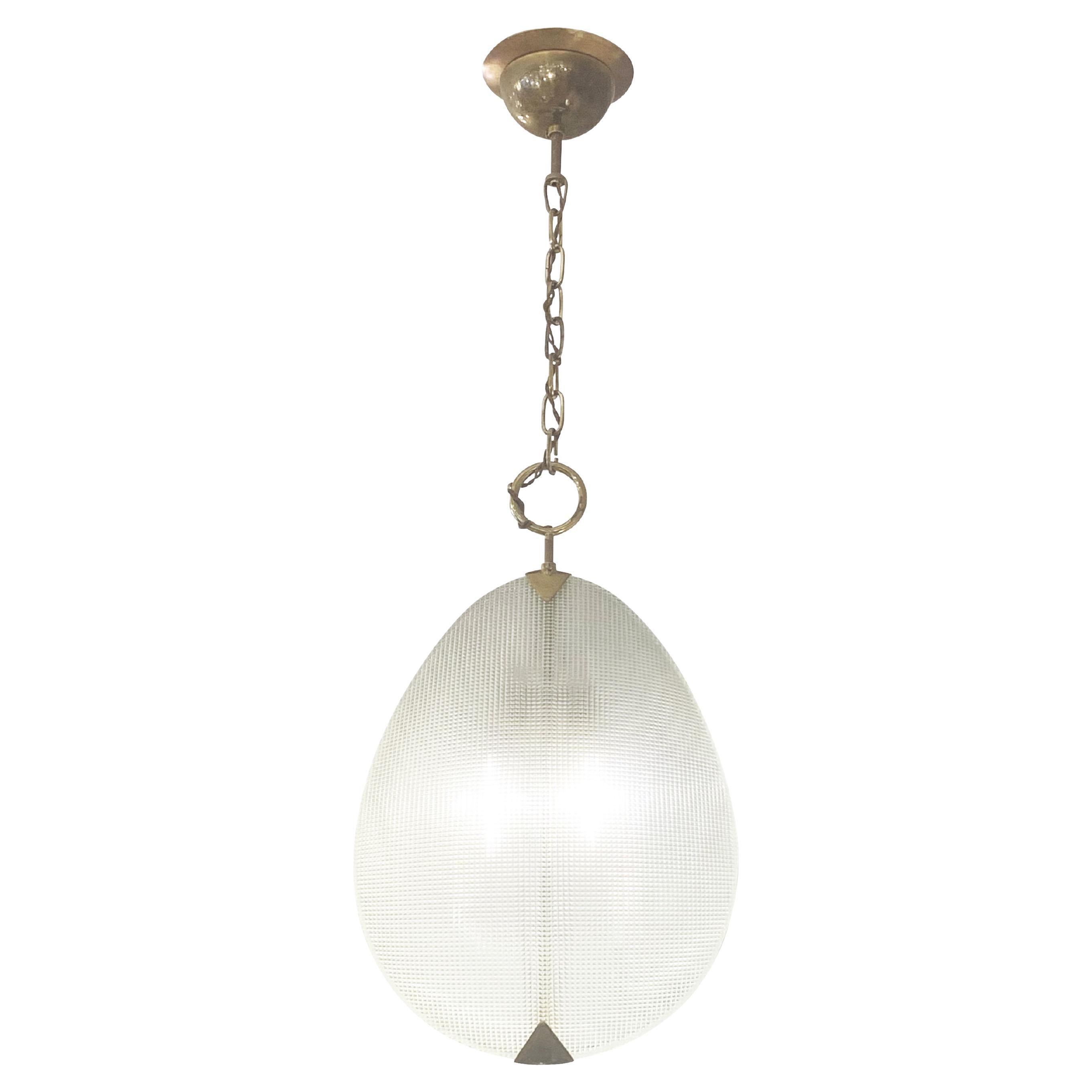 "Fanalino" Textured Glass Pendant by Fontana Arte