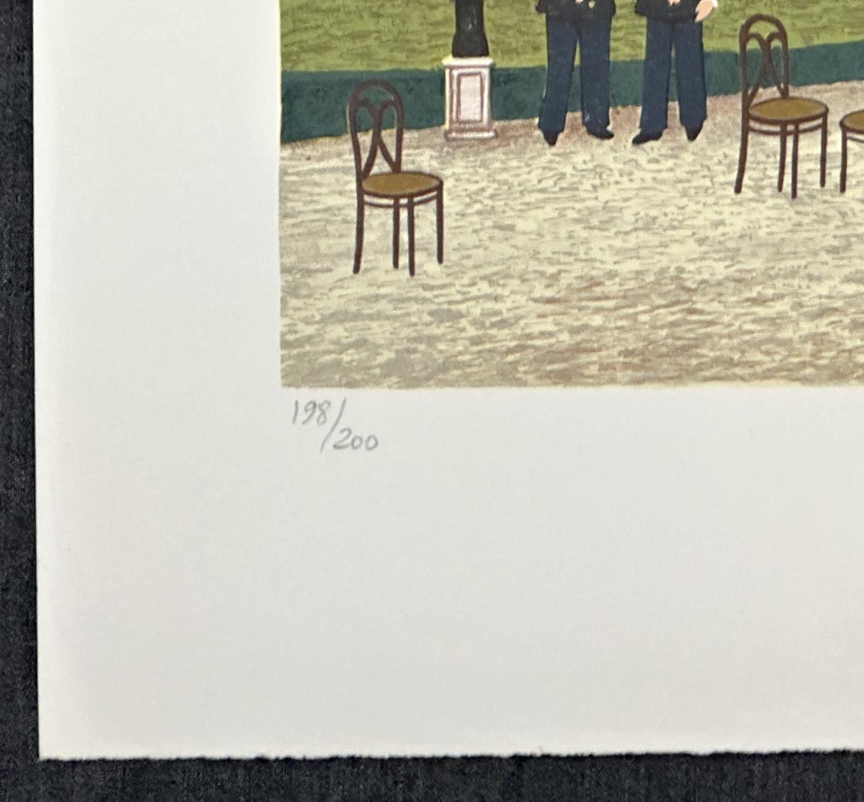 François Fanch Ledan Monte Carlo - The Arms, 1997, Lithograph on Arches Paper - Gray Figurative Print by Fanch (Francois Ledan)