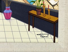 Interior With Marc Chagall (hand signed serigraph on canvas)