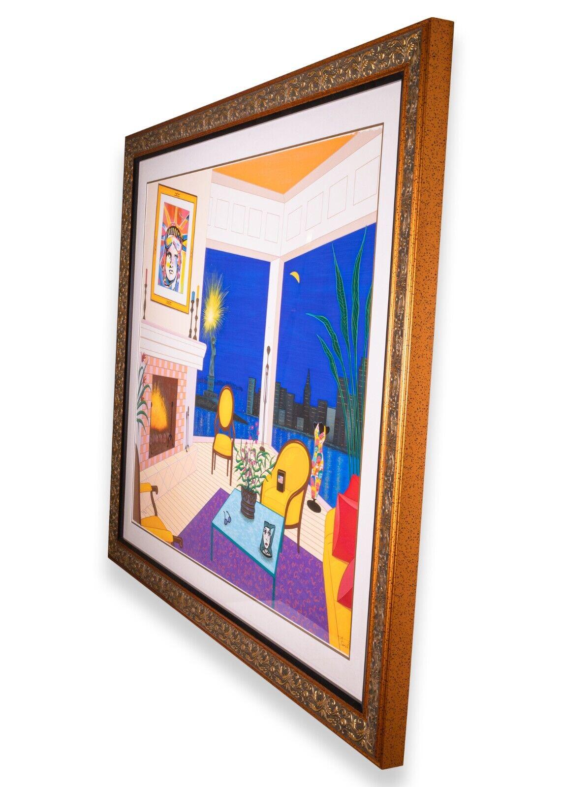 Fanch Ledan Interior with Liberty Signed Contemporary Serigraph Canvas Framed In Good Condition In Keego Harbor, MI