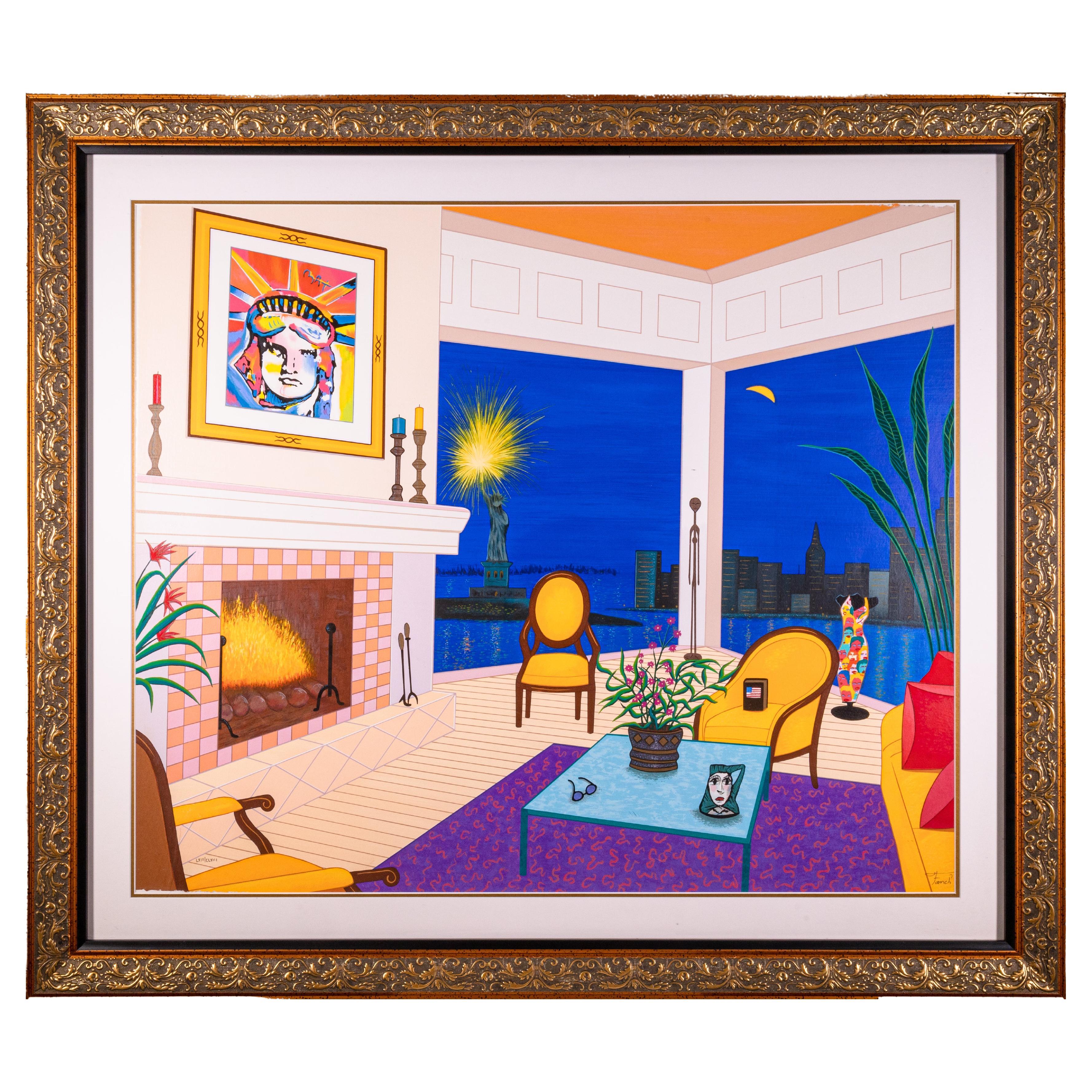 Fanch Ledan Interior with Liberty Signed Contemporary Serigraph on Paper Framed For Sale