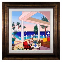 Fanch Ledan Ipanema Villa Signed Contemporary Serigraph on Canvas 194/250 Framed