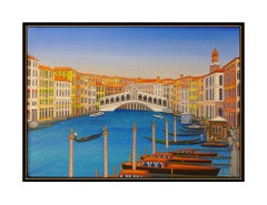 Fanch Ledan Original Acrylic Painting On Canvas Signed Italian Cityscape Art oi