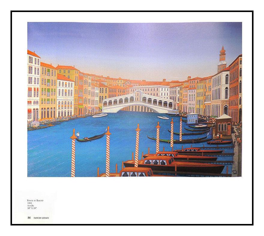 Fanch Ledan Original Acrylic Painting On Canvas Signed Italian Cityscape Art oi - Gray Landscape Painting by Fanch (Francois Ledan)