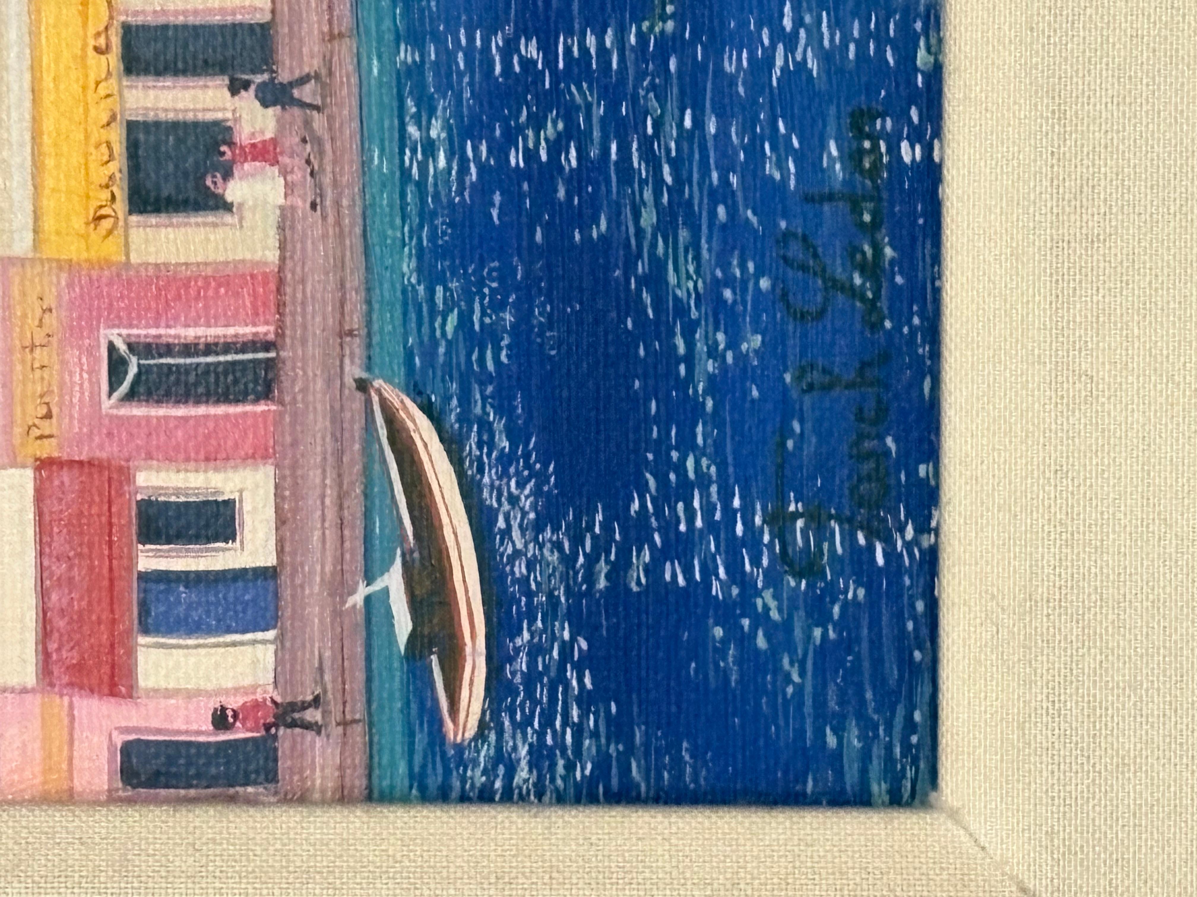 Fanch Ledan Original Painting On Canvas “Terrasse Sur portofino”. In good condition measures 27x22