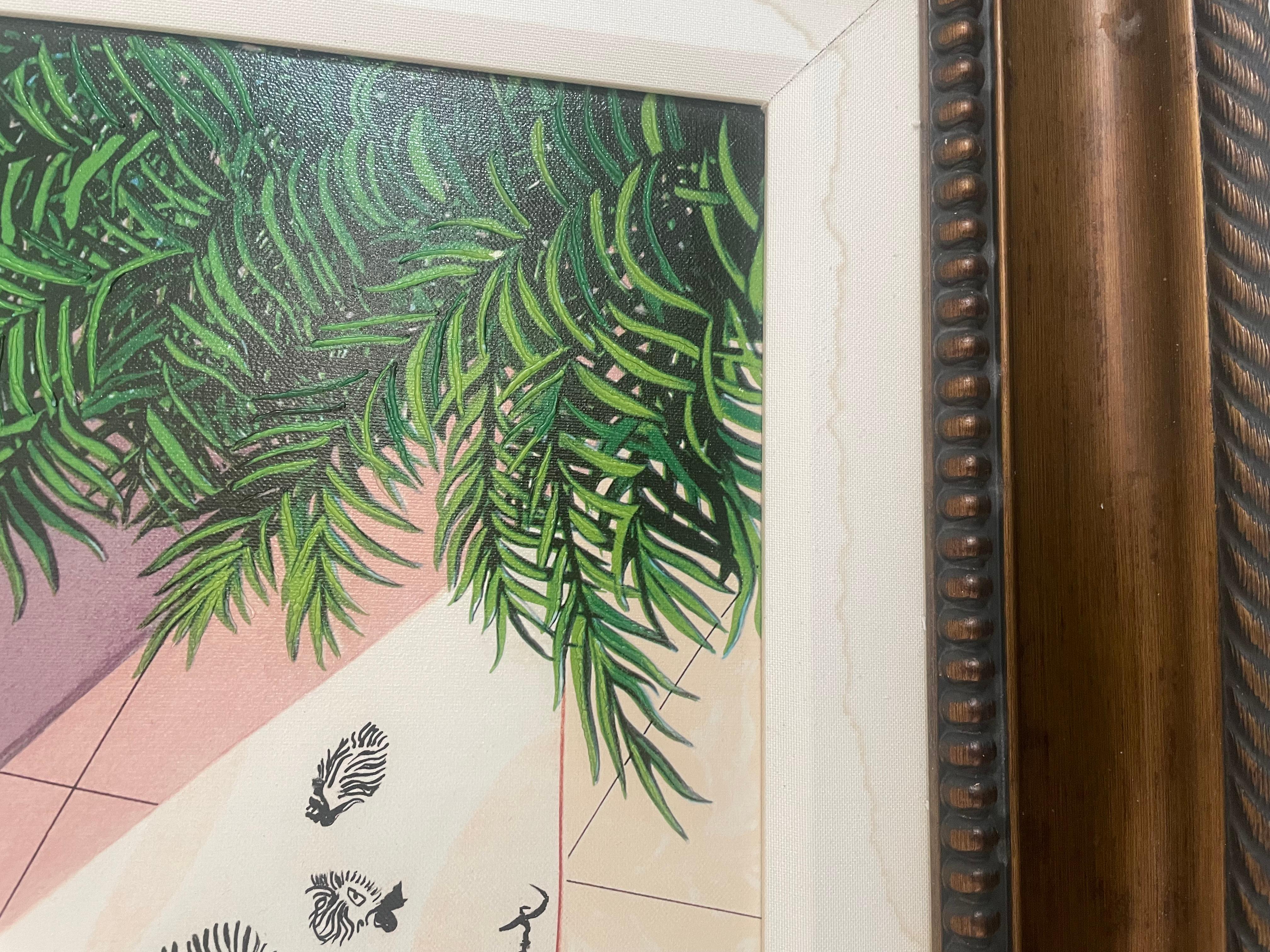 Fanch Ledan Le Salon Matisse Heavily Embellished Giclee Out Of 45. Measures 52x40 Some staining in matting. In good condition 