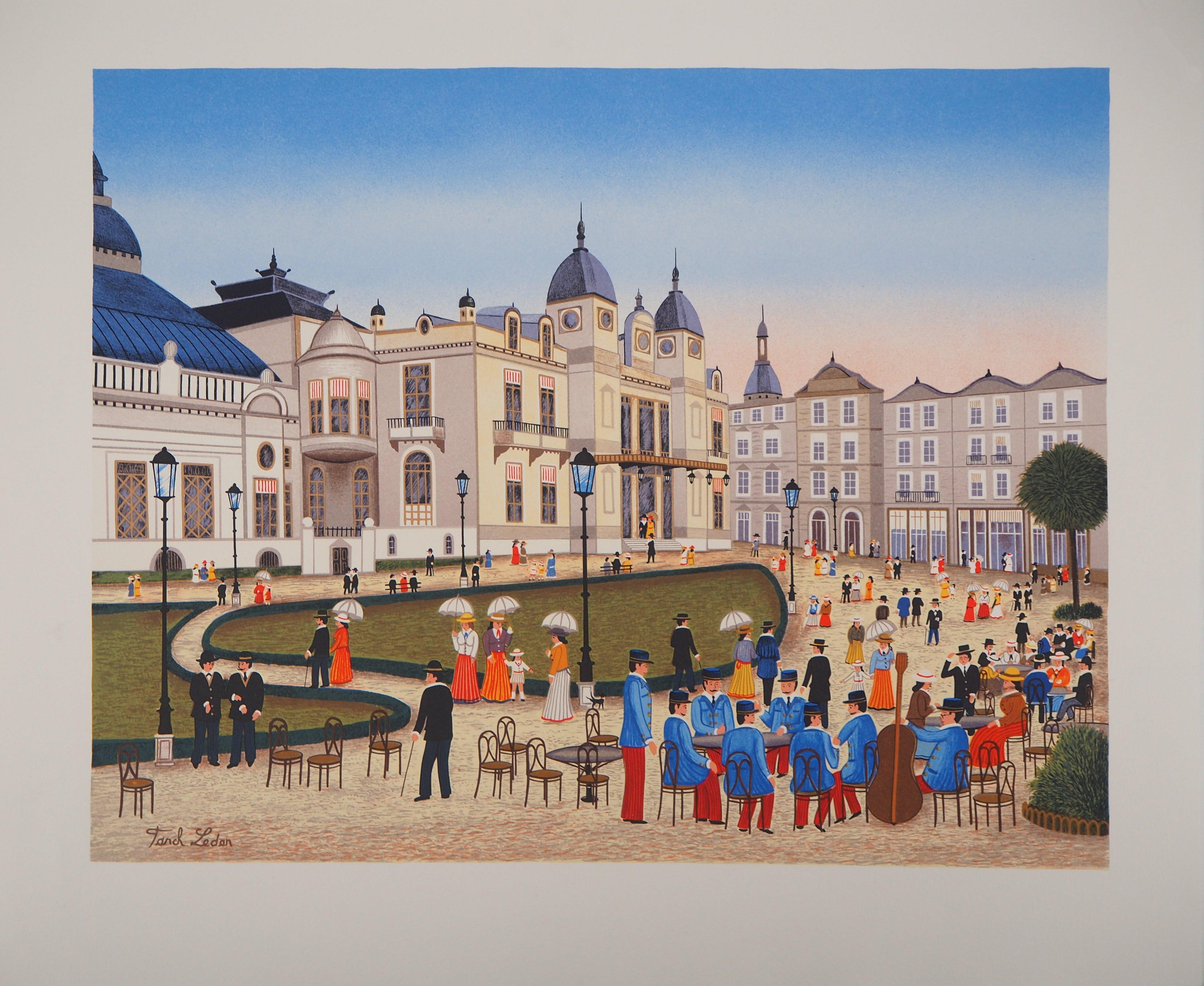 Fanch (Francois Ledan) Landscape Print - Monaco : Casino of Monte Carlo - Original lithograph