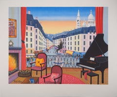 Paris : Elegant Apartment with View on Montmartre - Original lithograph