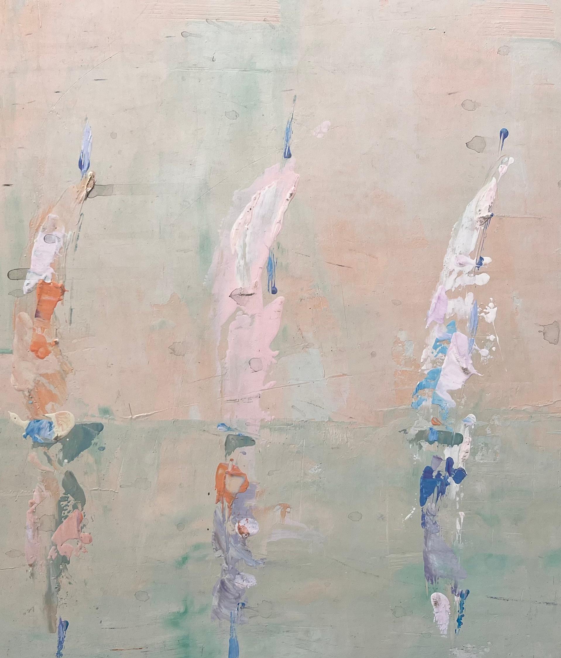 Escena abstracta en pastel de regata con veleros en aguas tranquilas en venta 2