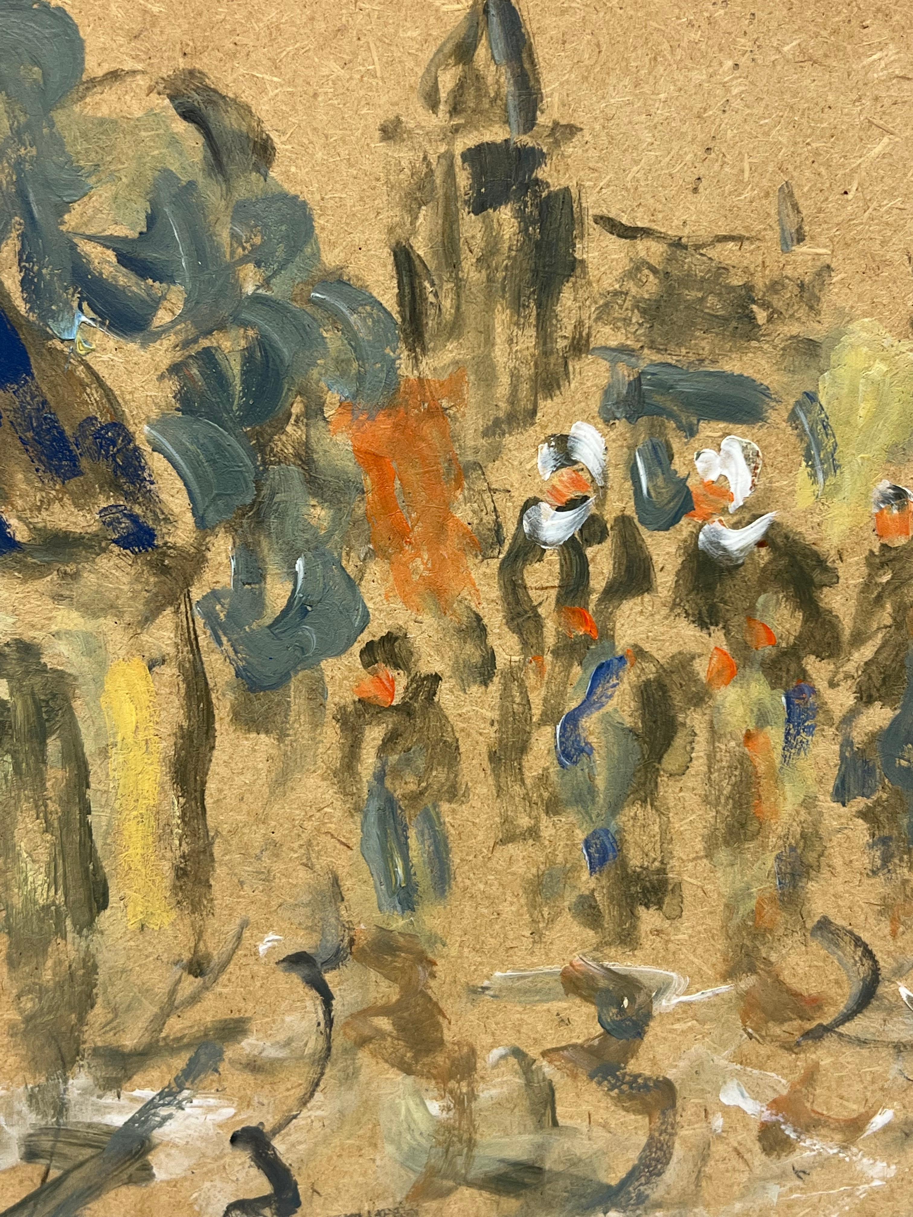 Scena astratta di villaggio con figure - Painting Impressionismo di Fanch Lel