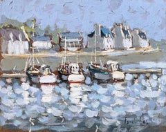 Audierne French Impressionist Painting of Boats and Harbour Reflections