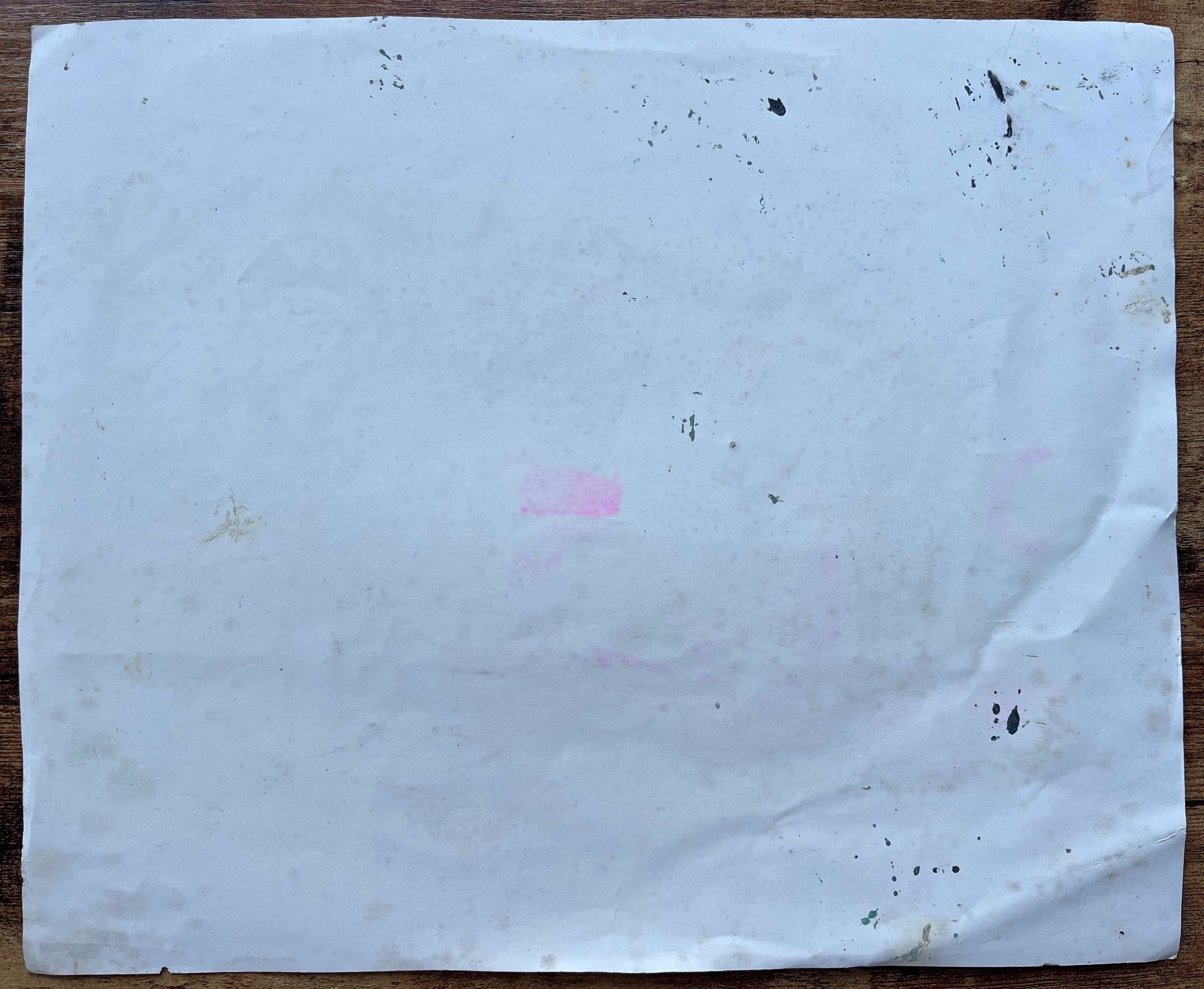 Pintura expresionista atrevida de un camino de pueblo con casitas y árboles en venta 3
