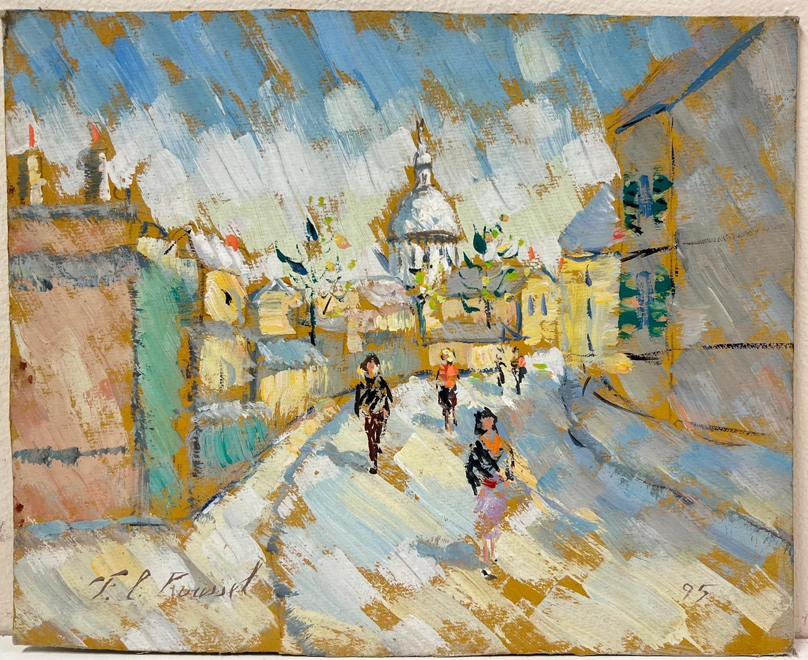 Brillante y animado paisaje urbano con la catedral de San Pablo de Londres Pintura al óleo - Painting de Fanch Lel