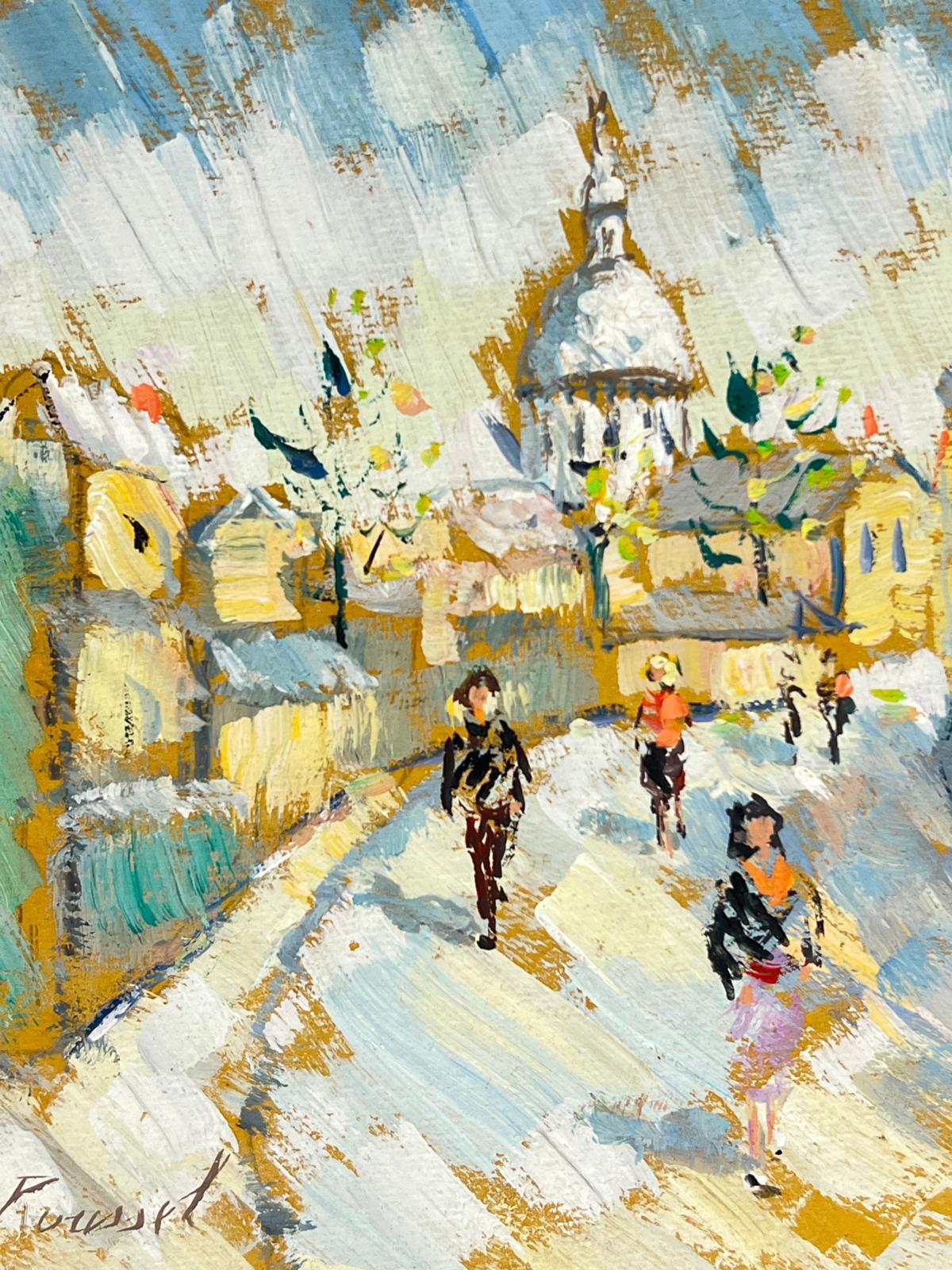 Paisaje urbano con la catedral de San Pablo
firmado por Fanch Lel (francés, 1930)
tamaño: 9 x 10,75 pulgadas
óleo sobre tabla, sin enmarcar
estado: el cuadro está en muy buen estado. Antes estaba guardado en el estudio del artista. 
Procedencia: