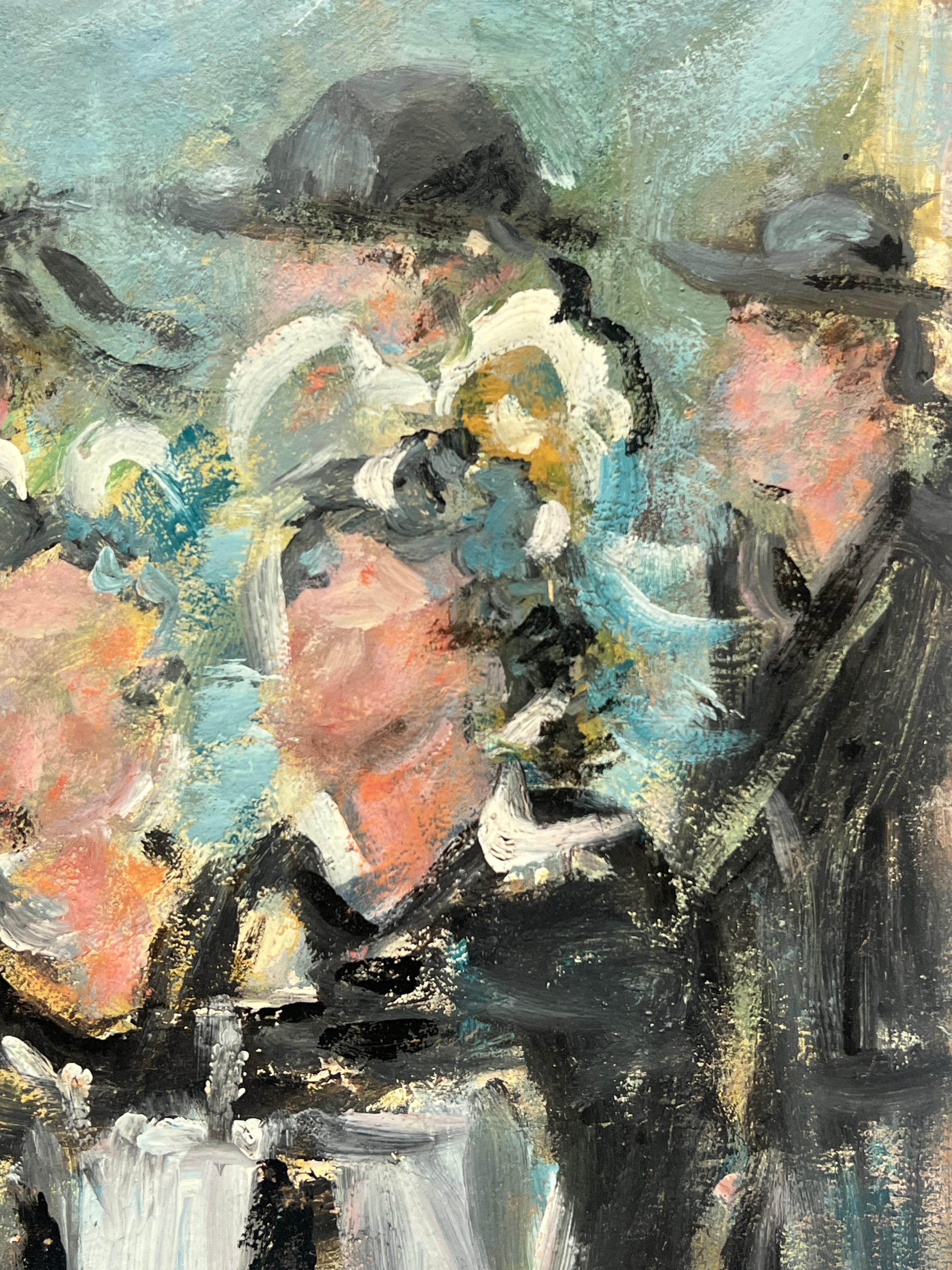 Charmantes französisches impressionistisches Ölgemälde für Dienstmädchen in Uniformen bei einer Versammlung (Impressionismus), Painting, von Fanch Lel