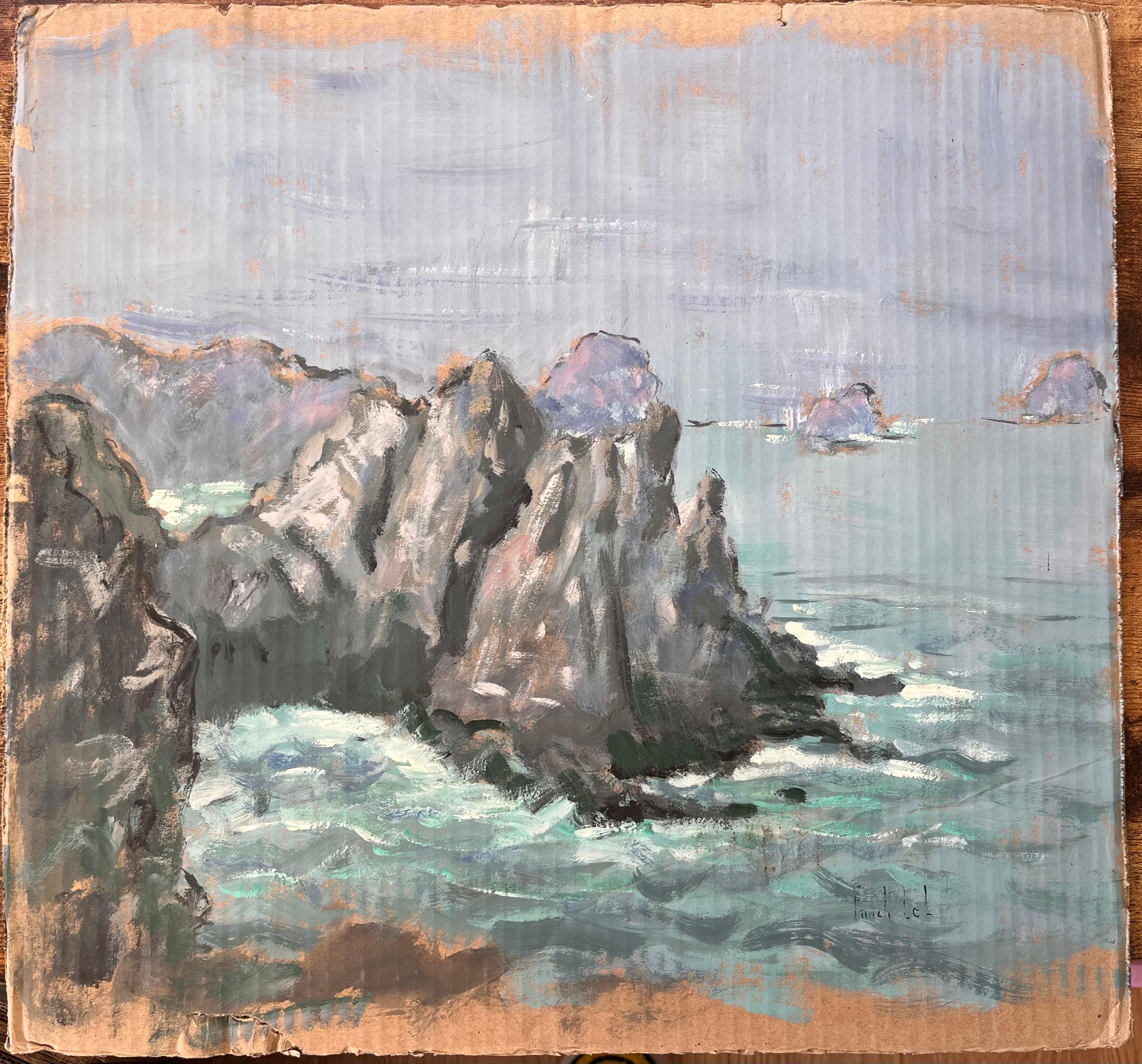 Küsten Cliffs and Sea Stacks Ansicht der Tas de Pois auf der Halbinsel Crozon – Painting von Fanch Lel