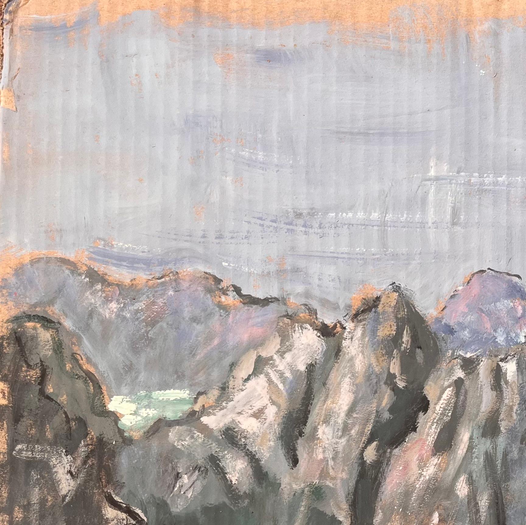 Küsten Cliffs and Sea Stacks Ansicht der Tas de Pois auf der Halbinsel Crozon (Grau), Landscape Painting, von Fanch Lel