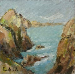 Scène côtière avec falaises rocheuses et eaux bleues du Pointe du Van Brittany