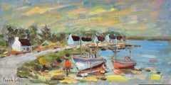 Dappled Sunset Over Fisherman Returning From Fishing In Brittany Coastal Scene