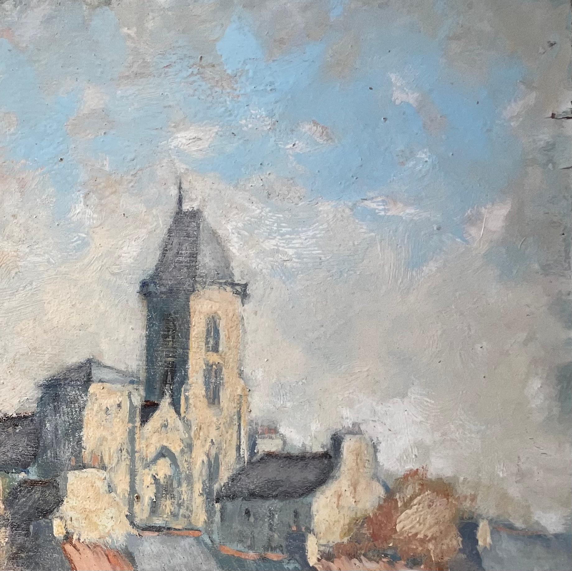 Dol de Bretagne Kathedrale und Dorfszene Herbstbäume von Fanch Lel im Angebot 4