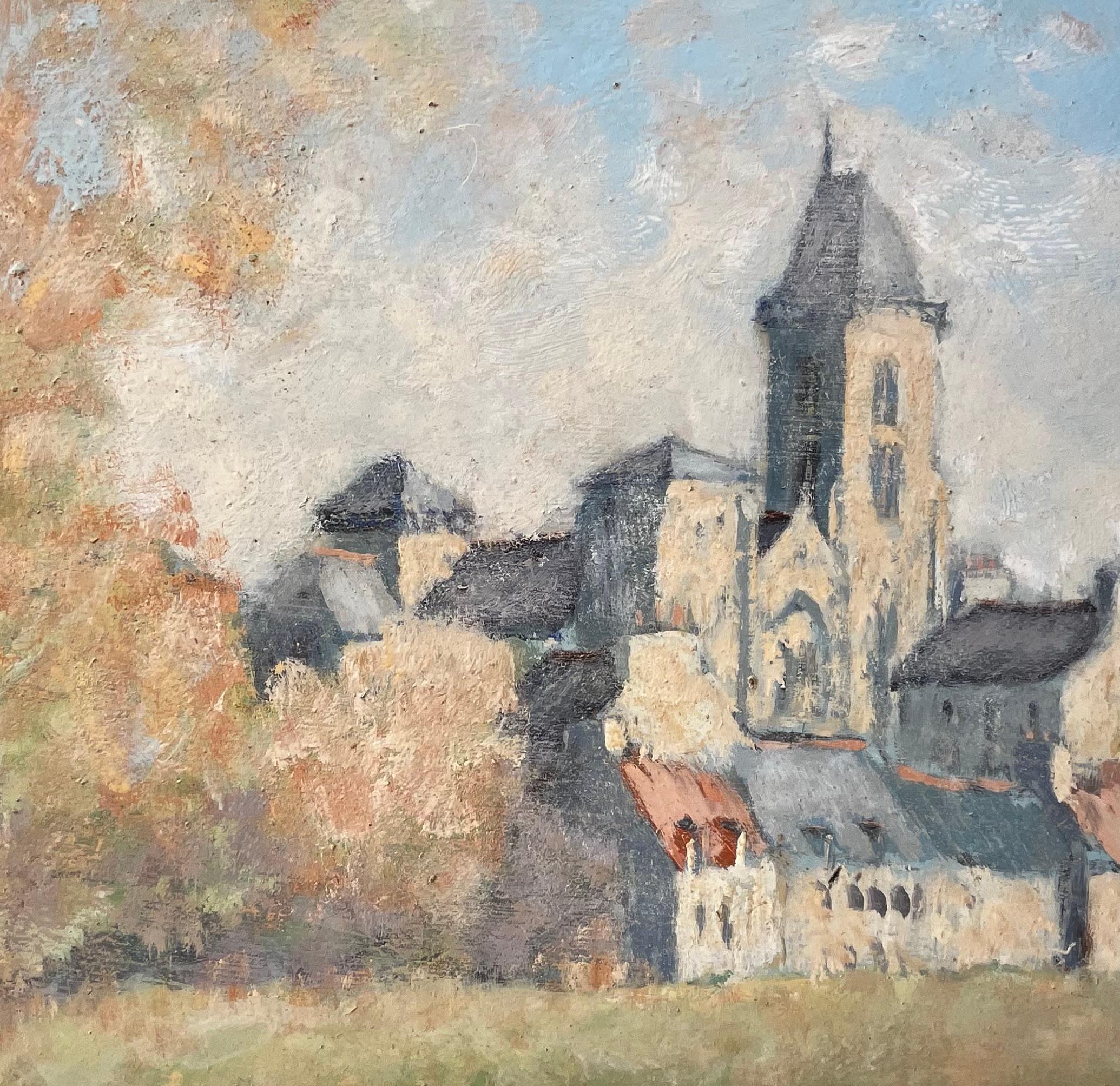 Dol de Bretagne Kathedrale und Dorfszene Herbstbäume von Fanch Lel im Angebot 5