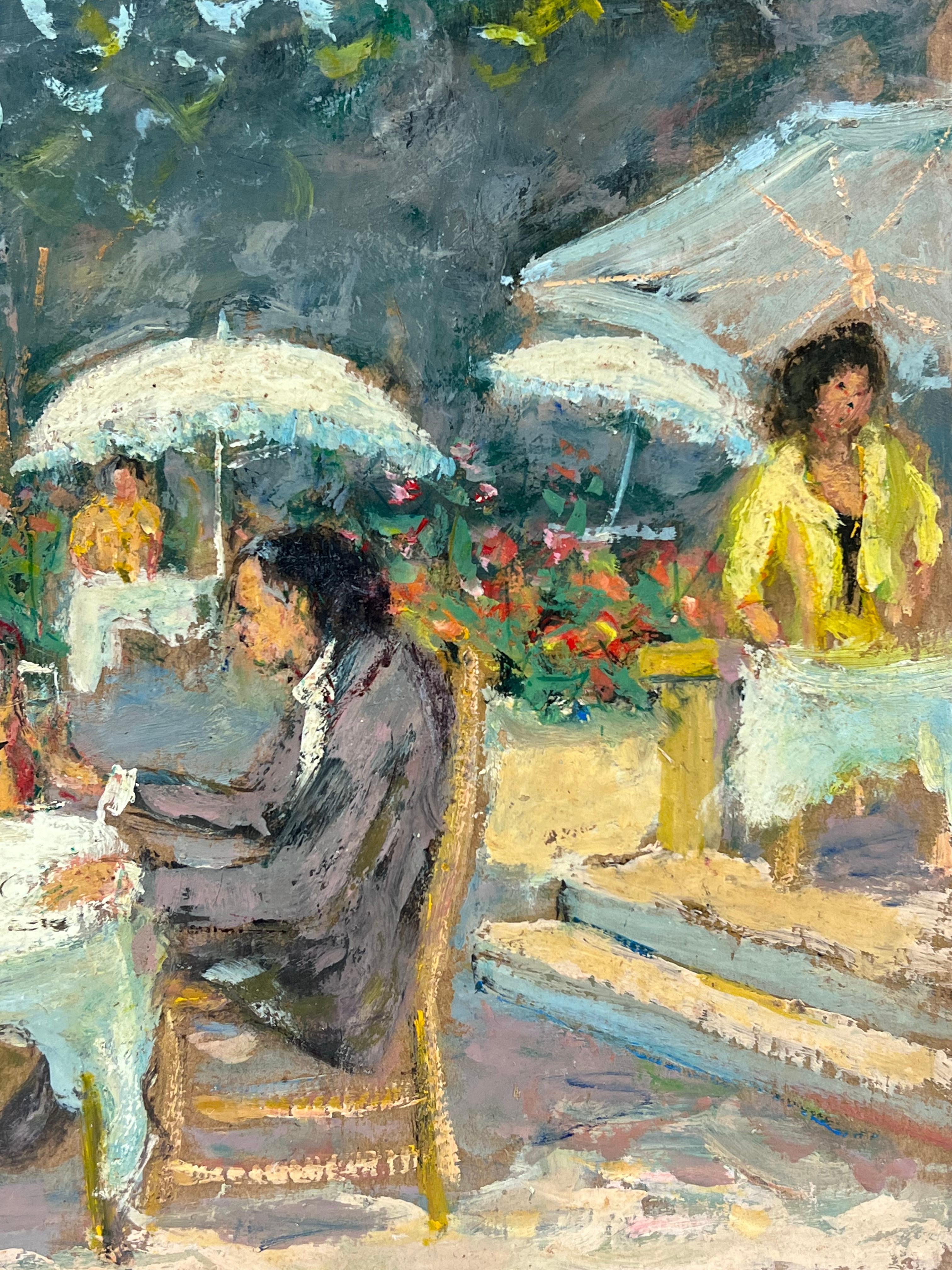 La pareja del jardín
firmado por Fanch Lel (francés, 1930)
tamaño: 8,75 x 10,5 pulgadas
de fecha 92'
óleo sobre tabla, sin enmarcar
estado: el cuadro está en muy buen estado. Antes estaba guardado en el estudio del artista. 

Procedencia: todos los