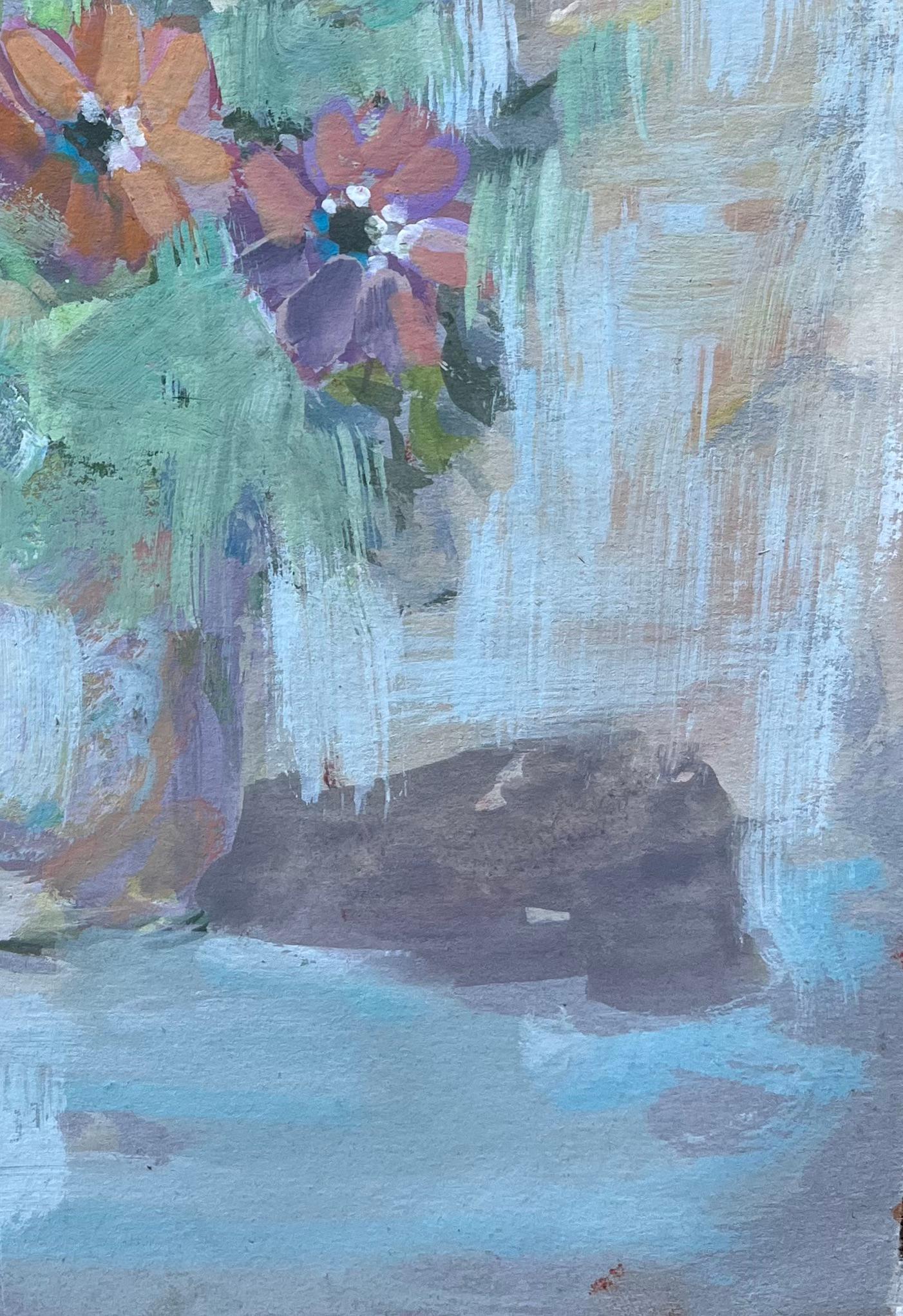 Expressive französische Ölszene mit Wildblumen in einem Glas von Fanch Lel, Stillleben im Angebot 4